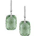14k Gold 1/8ct Diamond Green Amethyst Earrings