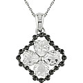 14k Gold Black Diamond White Topaz Heart Necklace