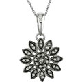 14k White Gold 1/6ct TDW Diamond Flower Necklace