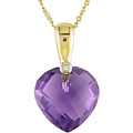 14k Yellow Gold and Amethyst Heart Pendant