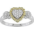 14k Two-tone Gold 1/10ct TDW Diamond Heart Ring (HIJ, I1-2)