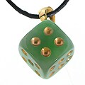 Synthetic Leather and Green Jade Dice Necklace