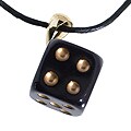 Synthetic Leather and Black Jade Dice Necklace