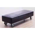 Black Leather Castor Bench