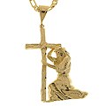 14k Gold Overlay Jesus Cross Hip Hop Necklace