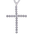 14k Gold Bezel Cross with CZ Hip Hop Necklace