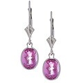 14k White Gold Pure Pink Topaz Leverback Earrings