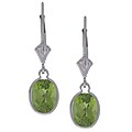 14k White Gold Peridot Leverback Earrings