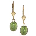 14k Yellow Gold Peridot Leverback Earrings