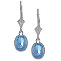 14k White Gold Swiss Blue Topaz Leverback Earrings