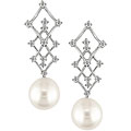 2/5ct Diamond Cultured South Sea Pearl Earrings (9-10mm)
