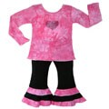 JoJo Designs Pink Tie Dye Crystal Heart Outfit (2-piece)