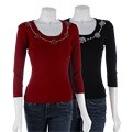 Joseph A Women's Rhinestone Cluster Sweater
