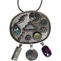 Decorative Gemstone Silver Pin Pendant (Israel)