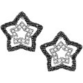 14k Gold 1/4ct Black/ White Diamond Star Earrings