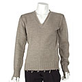 Dolce & Gabbana Sand Knit Wool V-neck Sweater