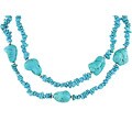 44-inch Turquoise Necklace with Silver Beads