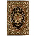 Navy/ Ivory Persian Court Treasures Wool/ Silk Rug (4' x 6')