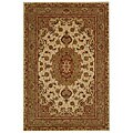 Ivory Green Persian Court Treasures Wool/ Silk Rug (6' x 9')