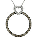 14k Gold Heart-On-Circle 1ct TDW Diamond Necklace