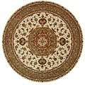 Persian Court Treasures Ivory/ Green Wool/ Silk Rug (8' Round)