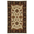 Ivory/ Black Persian Court Legends Wool/ Silk Rug (2' x 3')