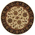 Ivory/ Black Persian Court Legends Wool/ Silk Rug (4' Round)