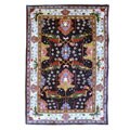 Indo-Mahal Navy/ Ivory Hand-knotted Rug (6' x 9')