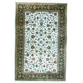 Indo Tabriz Hand-knotted Ivory/Green Rug (6' x 9')