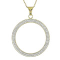 10k Yellow Gold White Crystal Circle Necklace