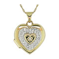 10k White Gold Crystal Heart Locket Necklace