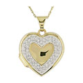 10k Yellow Gold Crystal Heart Locket Necklace