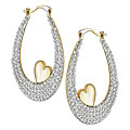 10k Yellow Gold Crystal Hoop Earrings with Heart