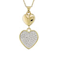 10k Yellow Gold White Crystal Heart Necklace