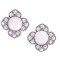 Sterling Silver Freshwater Pearl CZ Stud Earrings