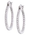 Sterling Silver CZ Mid-size Hoop Earrings