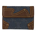 Celine Blue Fabric Logo French Wallet