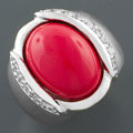 Silver Coral and Cubic Zirconia Ring (China)