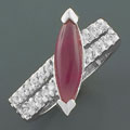 'Precious' CZ Cabochon Amethyst Silver Ring (China)