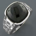 Silver Black Onyx Squared Ring (China)