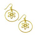 Gold over Sterling Silver Flower Hoop Earrings