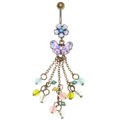 Flower Belly Ring with Butterfly and Beads