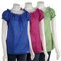 Destination LA Blouse with Short Shirred Sleeves