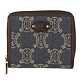 Celine Indigo Denim Logo Zip French Wallet