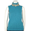 Blumarine Turquoise Sleeveless Embroidery Sweater