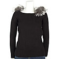 Prada Black Cashmere Sweater with Fox Fur Trim