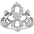 14k White Gold 1/2ct TDW Diamond Floral Point Ring