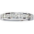 14k White Gold 1ct Round & Baguette Diamond Band