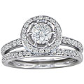 14k White Gold 1 1/2ct TDW Diamond Pave Bridal Set