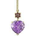 14k Gold Amethyst Heart and Garnet Pendant